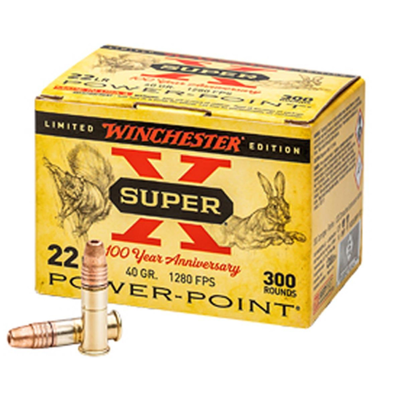 Point 22 Riffle Winchester 22 LR 40 Grain Super-X Power Point Rimfire Ammunition ...