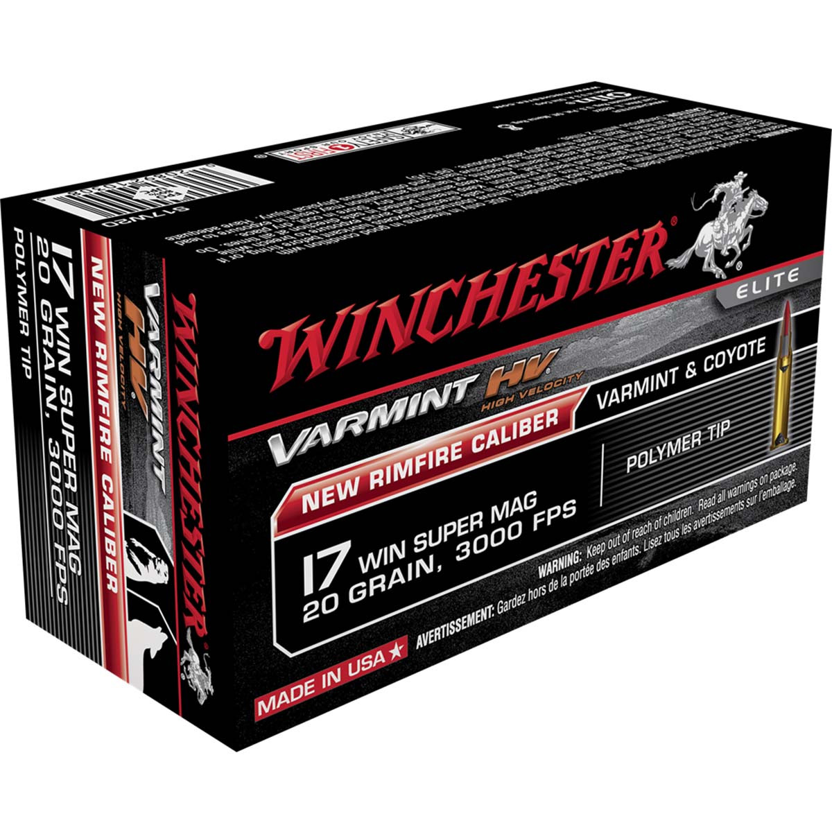 Winchester 17 Win Super Mag 50 Grain High Velocity Polymer Tip