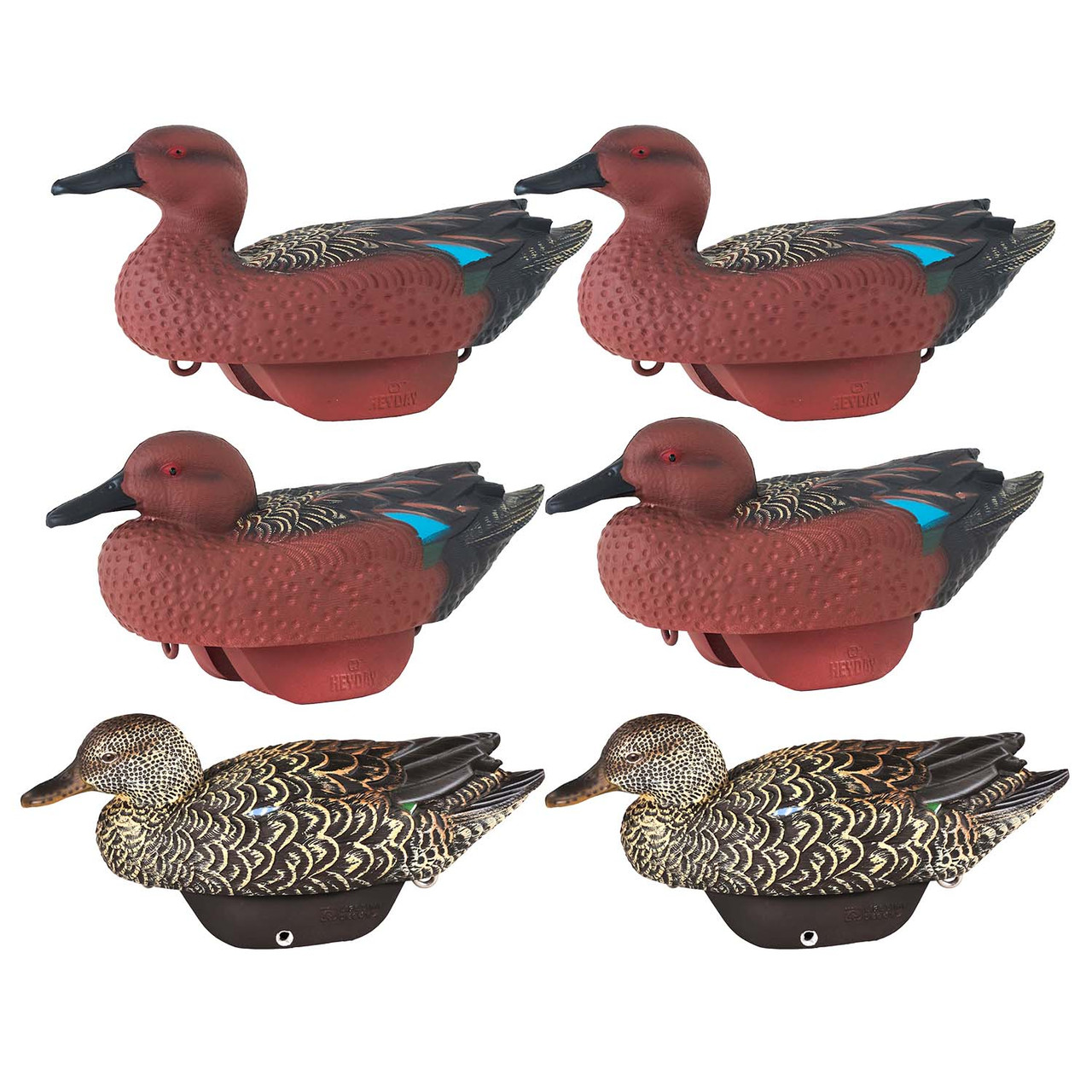 Heyday Outdoors HydroFoam Cinnamon Teal Duck Decoys, 6 Pack