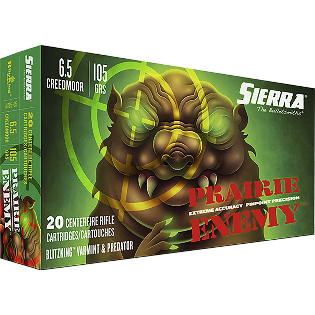 Sierra 6.5 Creedmoor 105 Grain Prairie Enemy BlitzKing Polymer Tip