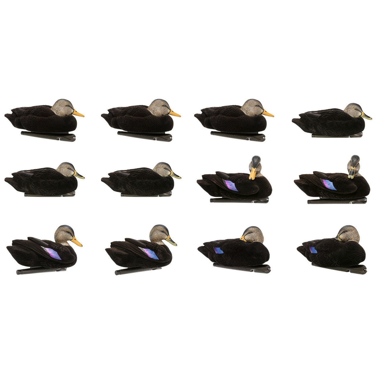 Avian-X Fully Flocked Topflight Black Duck Decoys, 12 Pack