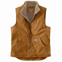 Carhartt Loose Fit Washed Duck Sherpa-Lined Mock-Neck Vest Image in Carhartt Brown