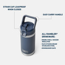Yeti Rambler Jr. 12 oz. Kids' Water Bottle with Color-Matched Straw Cap Leakproof When Closed Image.