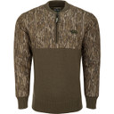Drake Waterfowl Camo 1/4 Zip Wool Sweater Image in Mossy Oak Bottomland