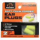 2 Pairs Neon Yellow Soft Foam Corded Ear Plugs