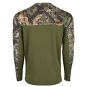 Drake Waterfowl Performance Long Sleeve Crew with Agion XL Back Image in Mossy Oak Country DNA