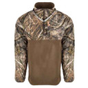 Drake Waterfowl MST 1/4 Zip Refuge Eqwader Jacket Front Image in Mossy Oak Habitat