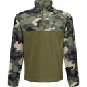 Drake Waterfowl MST 1/4 Zip Refuge Eqwader Jacket Front Image in Woodland Camo