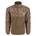 Drake Waterfowl MST 1/4 Zip Refuge Eqwader Jacket Front Image in Mossy Oak Bottomland