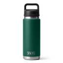 Yeti Rambler 26 oz. Water Bottle with Chug Cap Top Image in Black Forest Green