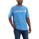 Carhartt Loose Fit Heavyweight Short Sleeve Logo Graphic T-Shirt Image in Blue Lagoon Snow Heather