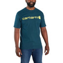 Carhartt Loose Fit Heavyweight Short Sleeve Logo Graphic T-Shirt Image in Night Blue Heather