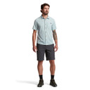 Sitka Mojave Button Down Short-Sleeve Shirt Front Model Image in Blue Haze