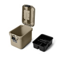 Yeti LoadOut GoBox 15 Gear Case Open with Tray Image in Tan