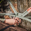 In-Use Image of the Summit Stands Shoulder and Tether Straps.
