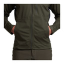 Sitka Mountain Evo Jacket Front Hand Pockets Image in Deep Lichen