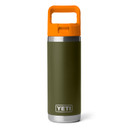 Rambler 18 oz. Water Bottle with Color-Matched Straw Cap Image in Olive/King Crab Orange