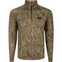 Drake Waterfowl EST Microlite 1/4-Zip Pullover Image in Mossy Oak Bottomland