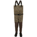 Drake Insulated Guardian Elite Vanguard Breathable Waders Image in Mossy Oak Bottomland.