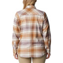 Women's Calico Basin Flannel Long Sleeve Shirt Back Image in Dusty Pink Dimensional Buffalo