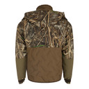 Drake Youth LST Guardian Flex Double Down Eqwader Hooded Full Zip Back Image in Realtree Max 7