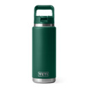 Yeti Rambler 26 oz. Water Bottle with Color-Matched Straw Cap Image in Black Forest Green