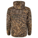 Back Image of the Drake Waterfowl MST Endurance 1/4 Zip Jacket with Hood in Mossy Oak Original Shadow Grass