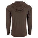 Drake Hunter Creek Bamboo Long Sleeve Hoodie Back Image in Black Olive Heather