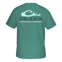Drake Waterfowl Systems Logo T-Shirt Back Image in Sea Blue Dark Heather