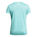 Women's Tech Twist V-Neck Short Sleeve Shirt Back Image in Radial Turquoise