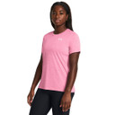 Under Armour Women's Tech Twist Short Sleeve Shirt Model Image in Sunset Pink