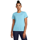 Under Armour Women's Tech Twist Short Sleeve Shirt Model Image in Sky Blue