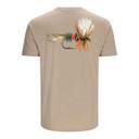 Simms Royal Wulff Fly T-Shirt Back Image in Oatmeal Heather