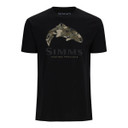 Simms Trout Regiment Camo Fill T-Shirt Front Image in Black