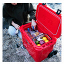 Filled Up Image of the Yeti Roadie 32 Wheeled Cooler.
