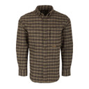 Drake Autumn Brushed Twill Plaid Button-Down Long-Sleeve Shirt Image in Kalamata Olive