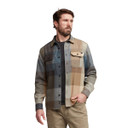 Sitka Hardwood Heavyweight Flannel Front Model Image in Buckskin Fall Plaid