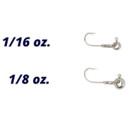 Size Image of the Crappie Magnet Eyehole Round Jig Heads.