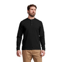 Sitka Foothills Long-Sleeve Henley Front Model Image in Sitka Black