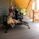 Lifestyle Image of the MOmarsh Home Cot Breeze Elevated Pet Bed.