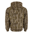 Drake MST Waterproof Full-Zip Jacket with Hood Back Image in Mossy Oak Bottomland