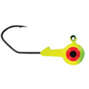 Big Bite Baits Double Dot 2 Color Sickle Hook Round Ball Jighead - Lime Chartreuse