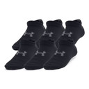 Under Armour Youth Essential No Show Socks - 6 Pack - Black-Castlerock