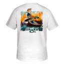 Drake Waterfowl Watercolor Mallard Cotton T-Shirt Back Image in White