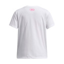 Under Armour Girls' Big Logo Short Sleeve - White-Super Pink