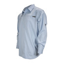 side image of Rogers Tough Guide Long Sleeve Button-Down Shirt with Bug Protection in Light Blue.