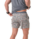 Burlebo 5.5" Athletic Shorts with Liner Back Image in Classic Deer Camo