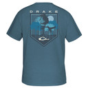 Drake Waterfowl Tall Oak T-Shirt Back Image in Coronet Blue Light Heather