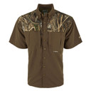 Drake EST Two Tone Camo Vented Wingshooter's Short Sleeve Shirt Image in Realtree Max 7