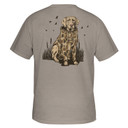 Drake Waterfowl Old School Lab Short Sleeve T-Shirt Back Image in Island Fossil Light Heather